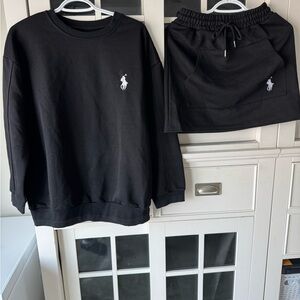 Black Crew Neck Sweater and Skirt Set